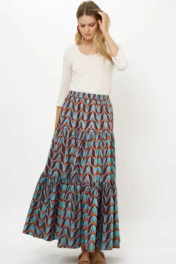 Oliphant Matching Sets|Skirts>Tiered Maxi Skirt- Tulip Orange