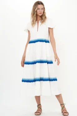 Oliphant Maxis|Dresses>V-Neck Maxi- Pacifica Blue