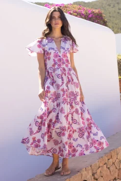 Oliphant Maxis|Dresses>V-Neck Maxi- Pretoria Pink