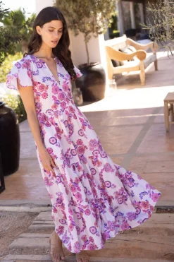 Oliphant Maxis|Dresses>V-Neck Maxi- Pretoria Pink