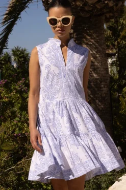 Oliphant Short & Mini Dresses|Dresses>Yoke Dress- Amadora Blue